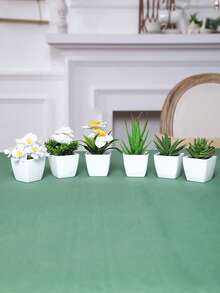 1 cái/bộ 6 cây mọng nước nhân tạo mini, thích hợp cho gia đình, phòng khách, bàn làm việc, bệ cửa sổ, trang trí bàn làm việc văn phòng, Ngày của Mẹ, trang trí tiệc cưới, trang trí sân vườn, cây ngoài trời. làm vườn, trang trí nhà bằng hoa giả - Màu xanh lá cây trắng - Xem 10