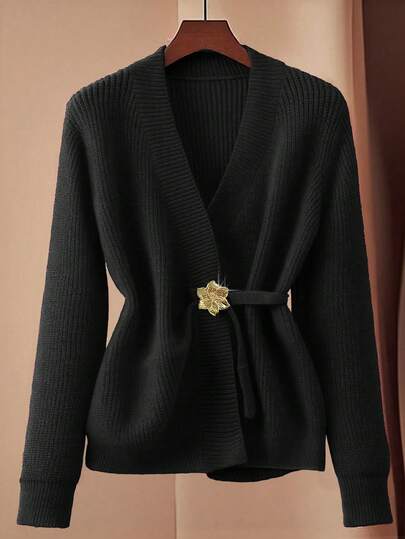 GlowEve CURVE Cardigan lavorato a maglia di taglia grande per donna, in inverno, semplice e alla moda, con bottoni, di colore unito