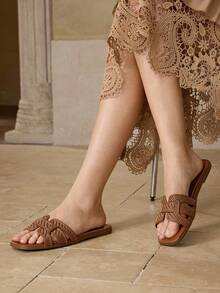 MOTF PREMIUM BRAID PU LEATHER FLAT SANDALS FOR CHRISTMAS