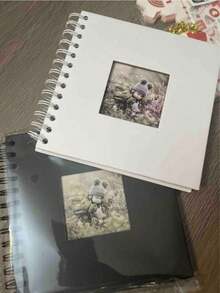 1pc, Scrapbook Photo Album With Black Inner Cowhide Paper Pages, 7x7 Inches, 20 Pages, DIY Notebook, Wedding Anniversary Memory, Travel, Guest, Christmas,Birthday, Valentine's Day Gift1pc, Scrapbook Photo Album Wi… - Multicolor - View 7