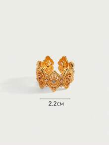 Glisma 18K镀金镂空蕾丝皇冠戒指，性感镂空女王戒指，适合女性，复古风格，优雅，金属质感，精致高贵，秋冬款，高端品质，适合送给妈妈/女士/女孩/母亲，复古风，黄金，宝石 - 金色 - 查看 7