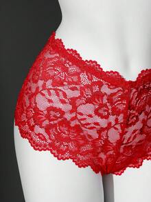 2pcs Lace Underwire Sexy Lingerie Set (Without Panty) For Women - Red - View 9