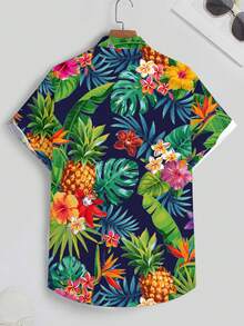 Manfinity RSRT Men's Tropical Print Short Sleeve Casual Vacation Shirt - Multicolor - View 4