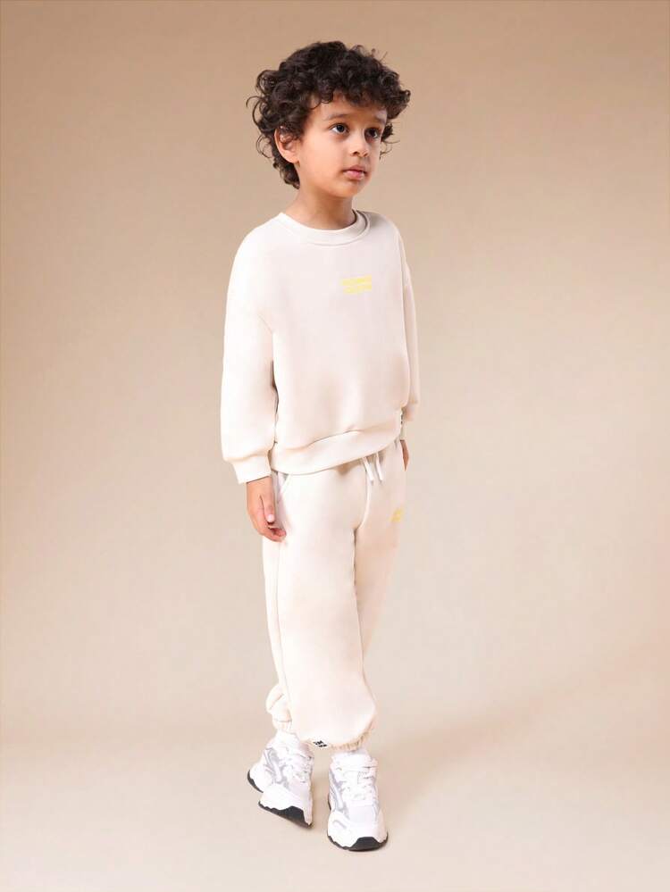 Hoodie And Jogger Set With Text Print