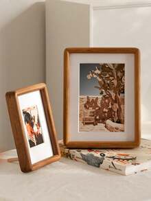 1PC High-End Mortise And Tenon Structure Solid Wood Photo Frame,Place Photo Frame Desktop Photo Frame Solid Wood Creative Photo Frame Frame Gifts Birthday Graduation - Teak - View 1