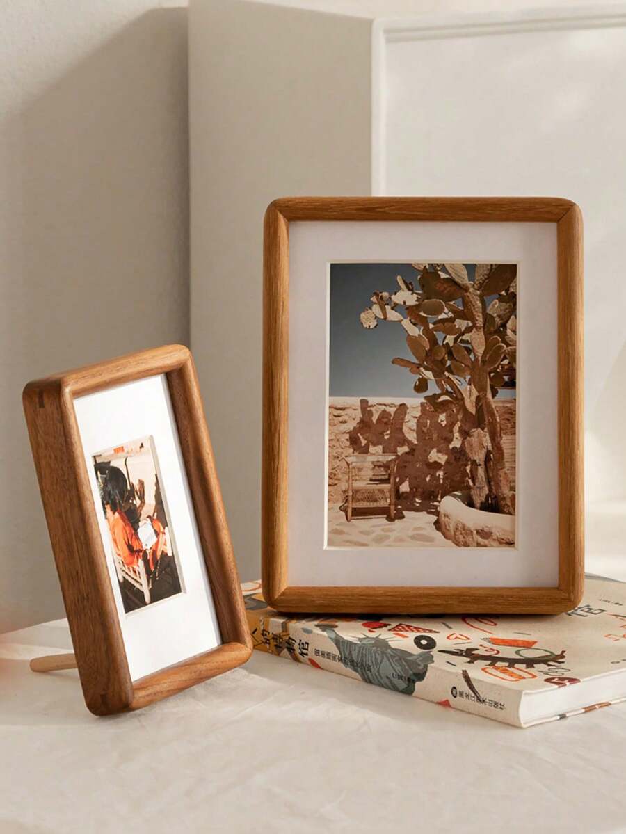 1PC High-End Mortise And Tenon Structure Solid Wood Photo Frame,Place Photo Frame Desktop Photo Frame Solid Wood Creative Photo Frame Frame Gifts Birthday Graduation - Teak - View 1