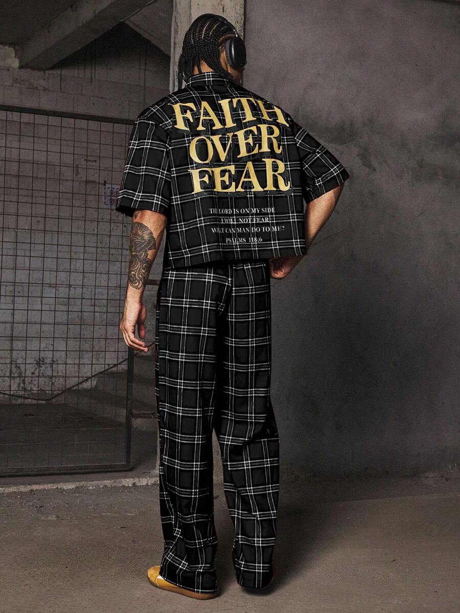 PAVTROS 男士街头风七分裤套装 - 黑色 - 查看 1