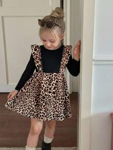Emery Rose Kids Emery Rose Kids Young Girl Casual Leopard Print Patchwork 2 In 1 Dress
