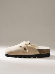 Solecia Sandalias de plataforma con suela gruesa y cobertura para los dedos, estilo Birkenstocks de plataforma deslizante, para mujer - Albaricoque - Ver 4