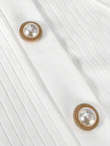 GlowEve CURVE Bộ đồ hai mảnh đen trắng dài tay dành cho nữ gồm áo khoác cardigan trắng thắt nơ và quần dài đen. - Đen và trắng - Xem 5