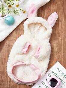 PETSIN 1pc Pink Rabbit Plush Pet Hooded Sweatshirt For Autumn, Winter, Christmas, Thickened Warm Home Cat And Dog Pet Clothes - Multicolor - View 2