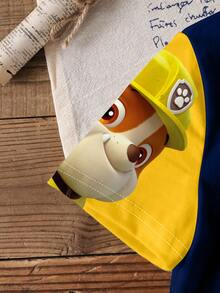SHEIN | PAW Patrol Young Boy Casual Colorblock Dog Print Round Neck Short Sleeve T-Shirt, Summer - White - View 5
