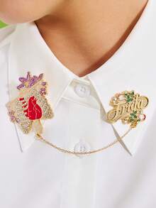 Frida Kahlo X SHEIN 3件套时尚优雅精致水钻锌合金3D立体花朵胸针，玫瑰花卉设计，适合度假、摄影、搭配连衣裙、外套、作为礼物、夏季服装、春季服装、海滩、度假、鲜花等场合。 - 彩色 - 查看 5