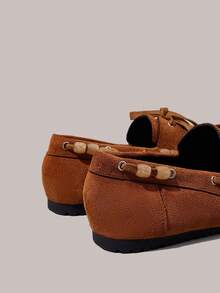 Styleloop 女士休闲纯色舒适平底鞋，适合日常通勤 - 棕色 - 查看 5