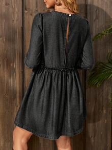 SHEIN Tall Váy denim giặt thường ngày cho nữ đi nghỉ - màu đen - Xem 2