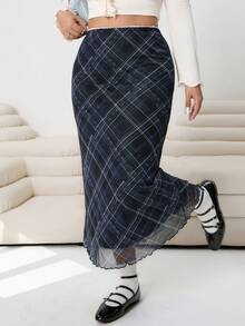 Solflare 大码女式夏季格纹半身裙