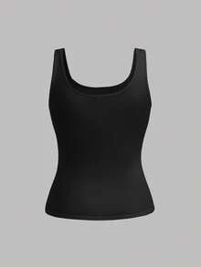 SHEIN Girlism 2pcs/Set Teen Girls Black & White Casual Crew Neck Ruched Waist Fitted Camisole Tank Tops, Versatile For Daily Casual And Loungewear Girls Tight Tops Sleeveless Top Set Tight Fitted Tops - Black and White - View 8