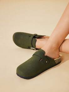 Solecia Women's Adjustable Buckle Strap Casual Daily Wear Slip-On Flat Mule Shoes Spring Summer New Shoes Vacation Women Wedding Shoes Easy For Easter Beach For Christmas - Dark Green - View 3