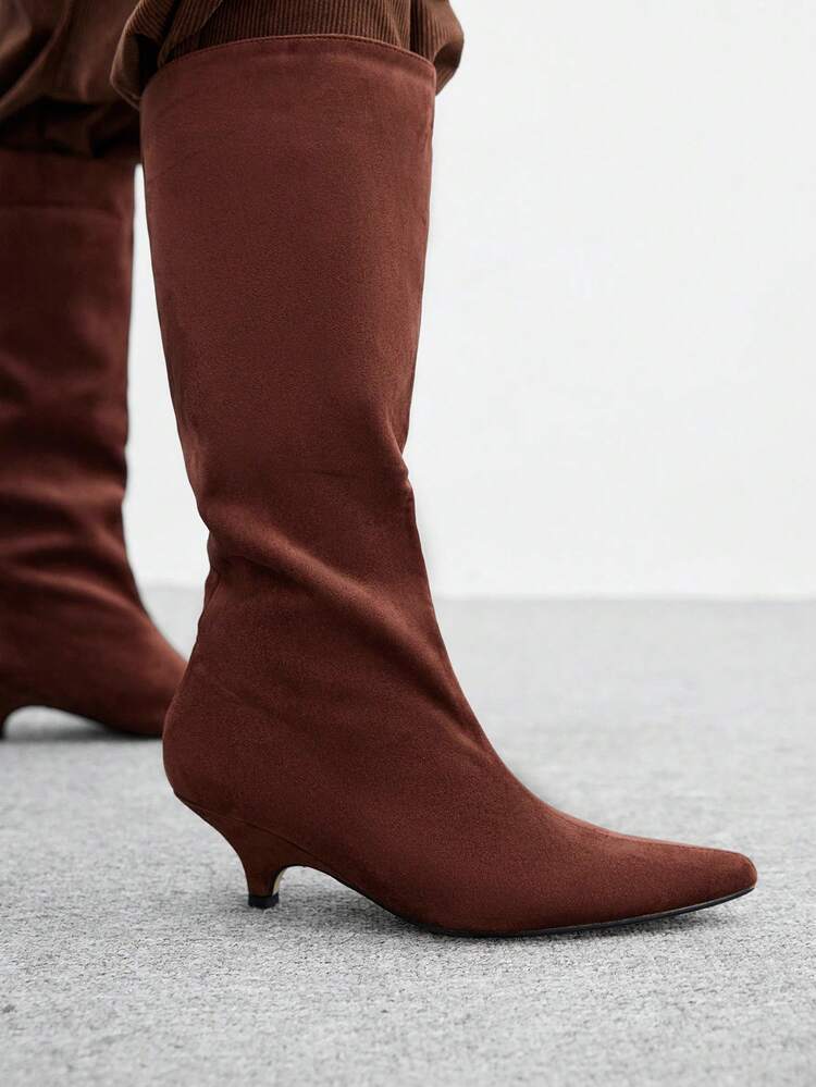 CUCCOO BIZCHIC Women's Fashionable Versatile Commuter Low Heel Knee-High Boots For Christmas