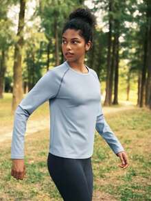 In My Nature 女士插肩袖休闲户外T恤 - 藍色 - 查看 6