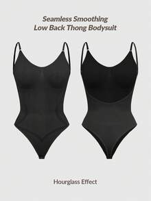 SHAPORA Seamless Low Back Thong Bodysuit Full Body Shaper Bust&Butt Lifter-Tummy Waist Thigh Control - Black - View 2