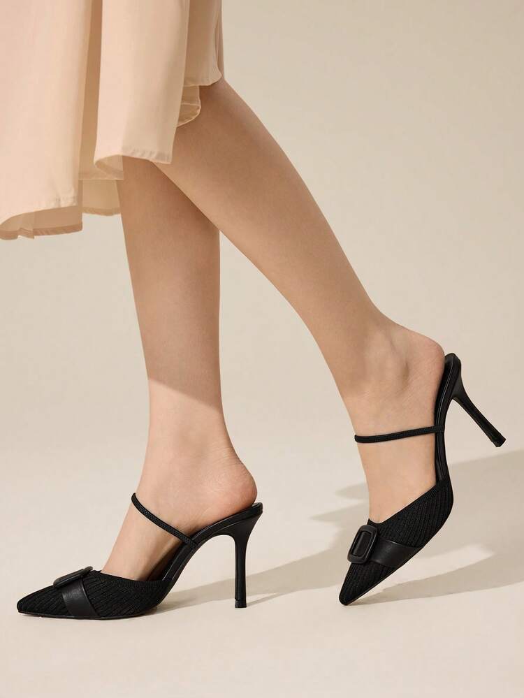 CUCCOO BASICS Women's Pointed Toe Fashionable High Heel Mules For Christmas