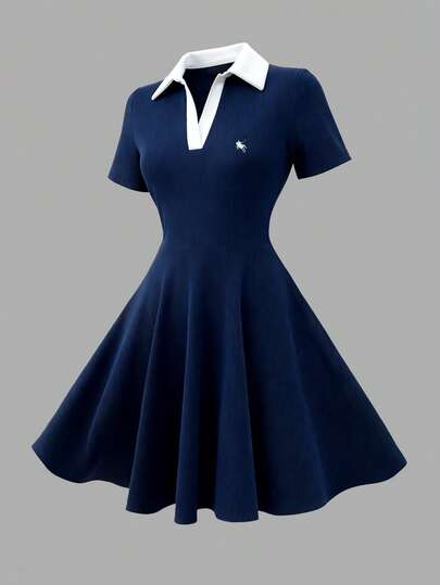 GlowEve Vestido corto casual elegante bordado para mujer