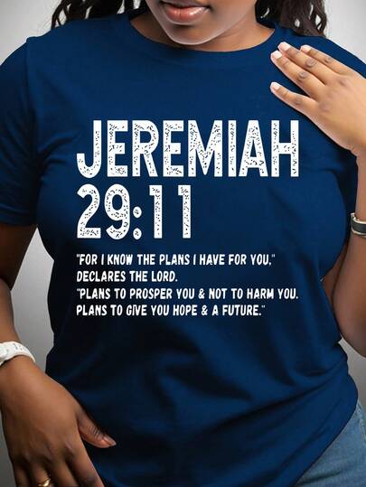 INAWLY Women's Casual Crew Neck Pullover T-Shirt , Soft Breathable Fabric, Machine Washable, All-Season Comfort For Casual Attire Jesus Shirts Jeremiah 29:11 Shirt Hope Future Shirt Bible Verse Shirt Christian Tshirts