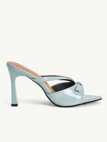 CUCCOO CHICEST Sandalias de tacón alto cómodas y casuales de punta afilada de unicolor, versátiles para uso diario en verano - Azul - Ver 8