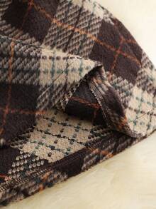 Franclia Women's Brown Plaid Wool Midi Skirt, New Autumn/Winter Style, Fashionable High-Waisted, Slimming A-Line, Bodycon, Retro, Thick Plaid Mini Skirt,Women's Mini Skirt.Winter For Women,Christmas,New Year ,White For New Year's Eve,Party,Beach,Elegant,Casual For Women,Romance, Valentine's Day, Dating,Graduation Season Attire, Fashionable Casual Commuter Wear, Business Office Wear, Versatile And Stylish Everyday Casual Wear, Urban Teacher's Professional Attire