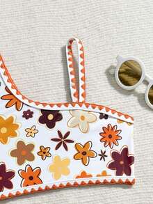 女童碎花泳衣套装