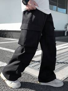 Pantalon droit ample en tissu imprimé, confortable et décontracté pour les garçons préadolescents. Convient pour l'école, le jardin, la plage, les anniversaires, le printemps, l'été, l'automne et l'hiver - Multicolore - Voir 5