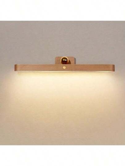 1 pieza Luz nocturna de madera LED, luz frontal de espejo, lámpara de pared magnética recargable portátil, lámpara de mesita de noche para dormitorio