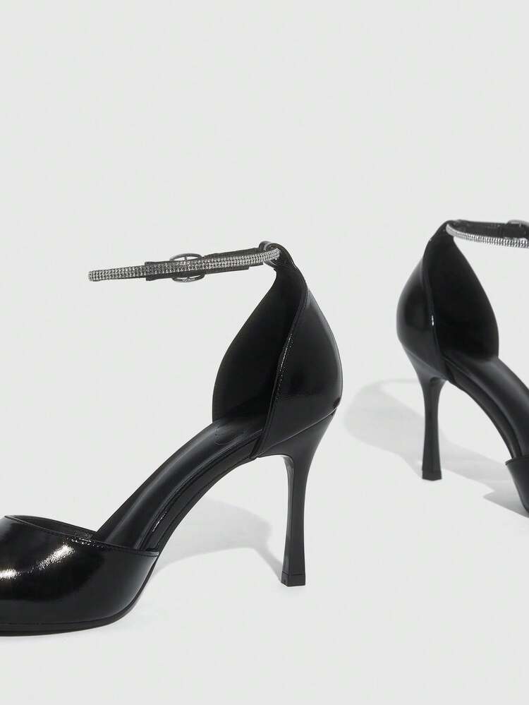 CUCCOO SZL Women's Fashion Party Rhinestone Ankle Strap Pointed Toe High Heels For Christmas