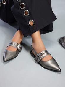 CUCCOO GRLICON Bailarinas de punta fina y versátiles para mujer - Gris Oscuro - Ver 1