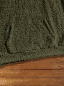 Manfinity NXTstreet 男士卡通刺绣3D耳朵设计泰迪熊连帽衫 - 軍綠色 - 查看 4