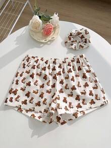 CovetEZ Women's Summer Fashion Bear Print Shorts