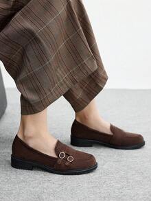 CUCCOO BIZCHIC 女士休闲百搭简约通勤平底鞋 - 巧克力棕 - 查看 4