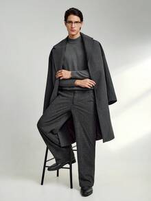 RONVEXI Herren einfarbiger Rundhals Langarm Lässig Pullover Sweater, Herbst/Winter - Dunkelgrau - Übersicht 7