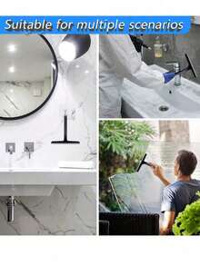 1. 实用玻璃窗刮刀、镜面刮刀、肥皂清洁刮刀、瓷砖清洁工具，适用于浴室和厨房 - 黑色 - 查看 2