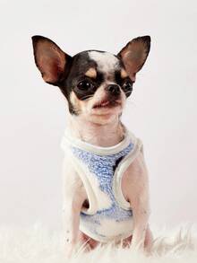 PETSIN 1件云朵星星卡通可爱图案印花宠物背心蓝白秋冬加厚法兰绒保暖宠物服装 - 彩色 - 查看 4