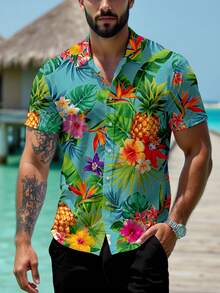 Genlund Áo thun nam tay ngắn họa tiết nhiệt đới đi nghỉ mát - Nhiều màu - Xem 1