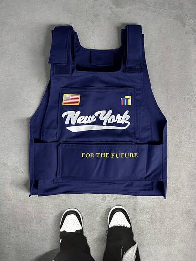 PAVTROS Herren Mode Weste mit Buchstaben-Muster