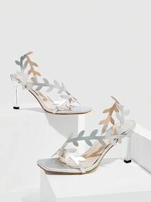 CUCCOO SZL Women's Square Toe Fashion High Heel Sandals For Party - Silver - View 5