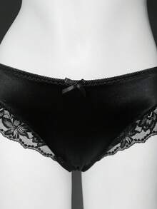 1 chiếc quần lót ren lấp lánh gợi cảm - màu đen - Xem 8