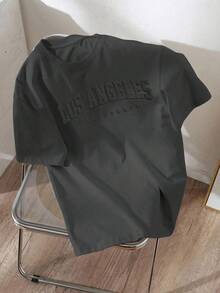 Manfinity Joysei Camiseta de manga corta de ajuste estándar para hombre, gris oscuro - Gris - Ver 4