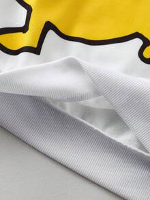 Mr Men Little Miss X SHEIN 青少年男童休闲卡通图案圆领卫衣，秋季 - 白色 - 查看 7