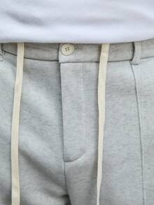Manfinity Homme Men's Light Grey Smart Casual Dress Sweatpants,Autumn Thermal Lined Loose Straight Leg Solid Color Trousers,Old Money Style For Semi-Formal Occasions - Grey - View 5