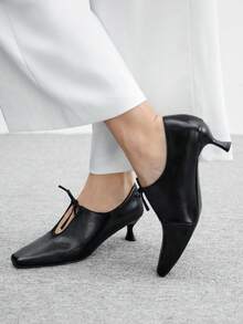 CUCCOO BIZCHIC Giày cao gót buộc dây thanh lịch dành cho nữ - màu đen - Xem 4
