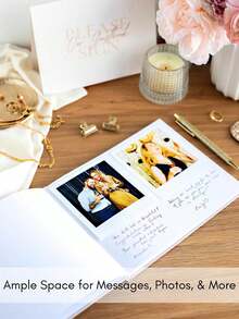 婚礼宾客签名册 - 精致优雅的婚礼、洗礼派对及其他特殊活动宾客签名册 - 100页空白页，可用于婚礼签到和照片 - 家居装饰（绿色） - 綠色 - 查看 2